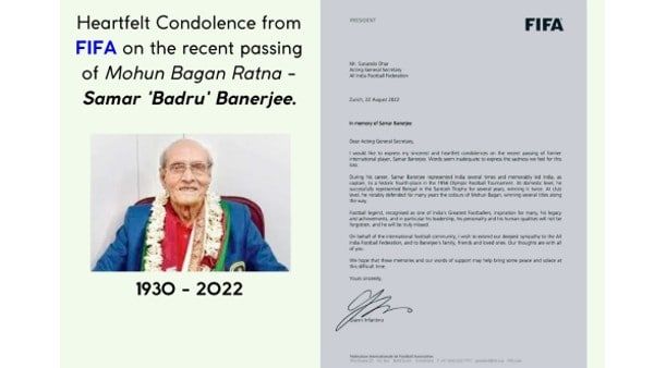 বদ্রু বন্দ্যোপাধ্যায়ের প্রয়াণে শোক প্রকাশ ফিফার, শোক বর্তা দিয়ে চিঠি পাঠালেন স্বয়ং সভাপতি ইনফান্টিনো