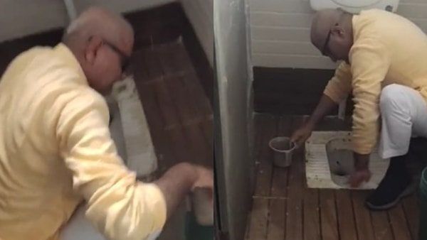 স্বচ্ছতা নিয়ে বার্তা, খালি হাতে স্কুলের শৌচালয় পরিষ্কার বিজেপি সাংসদের