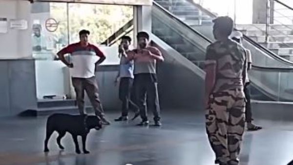 সিআইএসএফ জওয়ানের কসরৎ নিখুঁতভাবে নকল করছে কুকুর, ভাইরাল ভিডিও
