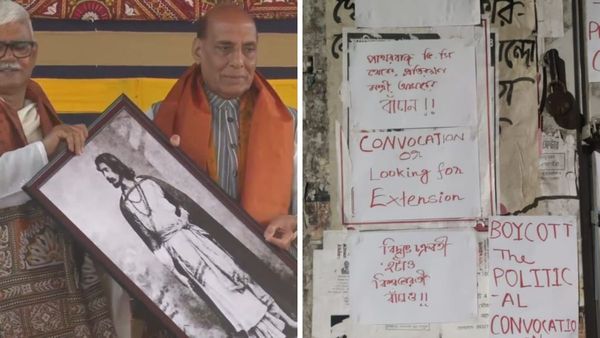 বিশ্বভারতীর সমাবর্তনে রাজনাথের সামনেই ঢুকতে বাধা প্রাক্তনীদের! বিবিসির ডকুমেন্ট্রি দেখানোর চেষ্টা