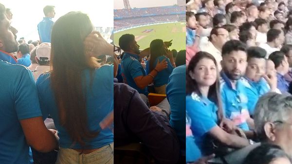 ICC CWC 2023: ইডেনে আলিঙ্গন সেরে নিখিলের বাহুডোরে সৌরসেনী! খেলা দেখার ফাঁকে কী করলেন?