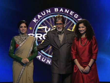 તસવીરોમાં જુઓ - કૌન બનેગા કરોડપતિના સેટ પર અમિતાભ અને શ્રીદેવી