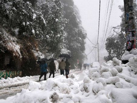 જમ્મુ-કાશ્મીરમાં હિમવર્ષાથી સર્જાઇ સફેદ સુંદરતા