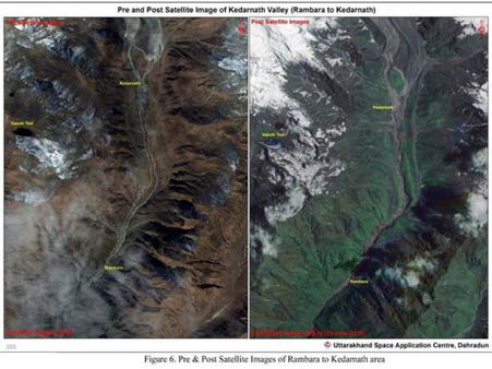 Pre and Post Sattellite images of Kedarnath area-2