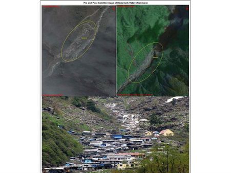 Pre and Post Sattellite images of Kedarnath Valley (Rambara)