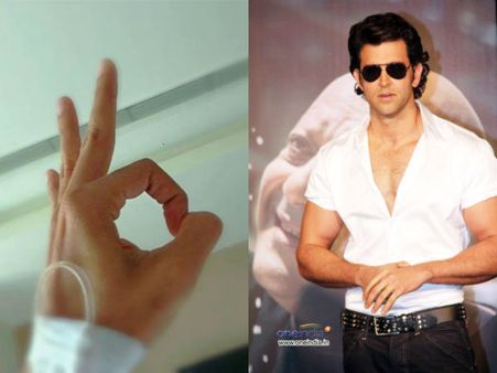 હૃતિકે હૉસ્પિટલના બિછાનેથી કર્યો ‘ઓકે’નો ઇશારો