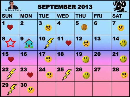 જાણો સપ્ટેમ્બર 2013ના કેલેન્ડરમાં કયો દિવસ રહેશે તમારા માટે Lucky!