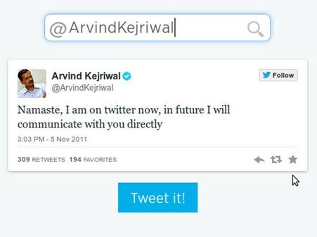 અરવિંદ કેજરીવાલે નવેમ્બર 2011માં ટ્વિટર જોઇન કર્યું