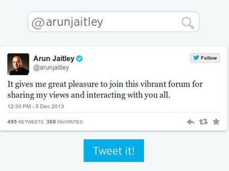 અરુણ જેટલીએ ડિસેમ્બર 2013માં ટ્વિટર જોઇન કર્યું