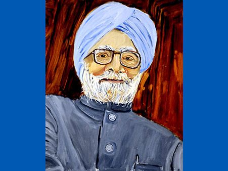 જ્યોર્જ ડબલ્યૂ બુશે બનાવી મનમોહન સિંહની પેઇન્ટિંગ..