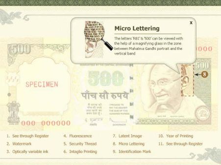 અત્રે આરબીઆઇ, 500 લખેલું હોય છે