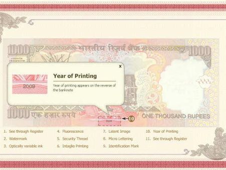 નોટના છાપાયાનું વર્ષ લખેલું હોય છે
