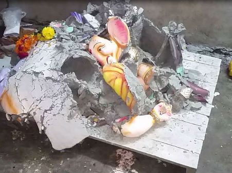 ગણેશજીની મૂર્તિ લઈ જતા લિફ્ટ તૂટી, સાતથી વધુને ઇજા