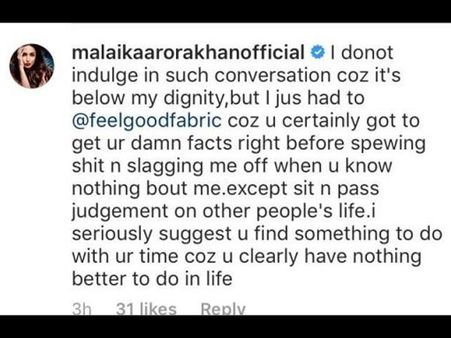 મલાઇકાએ આપ્યો જવાબ