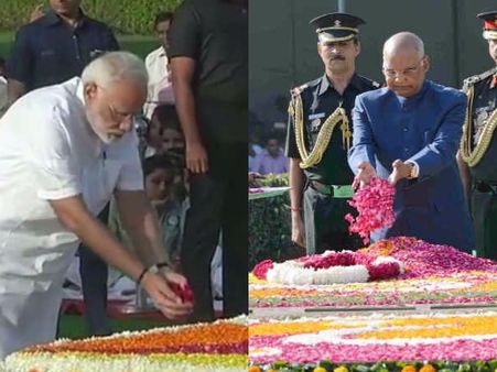 PM મોદી અને રાષ્ટ્રપતિ કોવિંદે મહાત્મા ગાંધીને અર્પી શ્રદ્ધાંજલિ