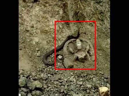 Pics: ખોદકામ માં મળી દુર્લભ મૂર્તિ, લપેટાયેલો હતો કાળો નાગ