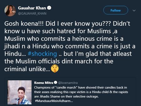 ગૌહર ખાને આપ્યો જડબાતોડ જવાબ