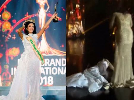 VIDEO: જીતની ખુશીમાં તાજ પહેરતા પહેલા જ બેભાન થઈ મિસ ગ્રાંડ ઈન્ટરનેશનલ