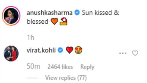 વિરાટે અનુષ્કાની તસવીર પર હાર્ટ ઇમોજી બનાવ્યો વિરાટે અનુષ્કાની તસવીર પર હાર્ટ ઇમોજી બનાવ્યો