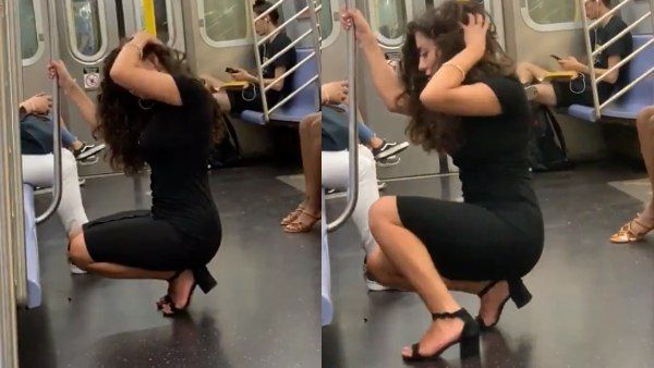 લોકોની પરવા કર્યા વિના ટ્રેનમાં તસવીરો ખેંચતી રહી