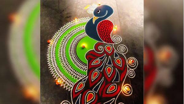 મોરની રંગોળી