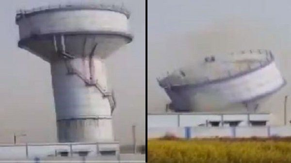 જોતજોતમાં જ ધડામ થયો પાણીથી ભરેલ વિશાળકાય ટાંકો, Video વાયરલ