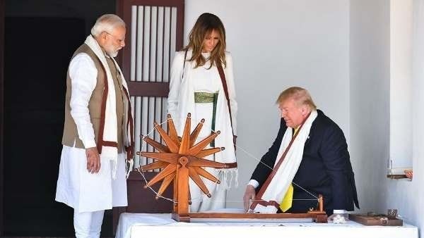 Trump In India: ટ્રમ્પ, મિલાનિયાએ સાબરમતી આશ્રમમાં ચરખો ચલાવ્યો, વિજિટર બુકમાં લખ્યો આ મેસેજ