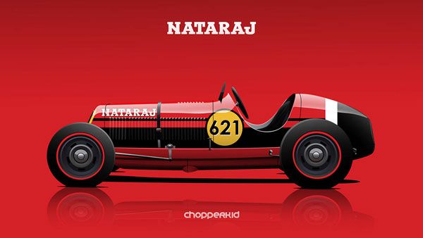 માસેરાતીની રેસીંગ કાર પર નટરાજ પેન્સિલ માસેરાતીની રેસીંગ કાર પર નટરાજ પેન્સિલ