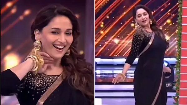માધુરી દિક્ષિતે બ્લેક સાડીમાં 'ધક ધક કરને લગા' સૉન્ગ પર કર્યો જબરદસ્ત ડાંસ