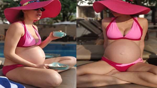 પિંક બિકિનીમાં બેબી બંપ ફ્લૉન્ટ કરતી કલ્કિ