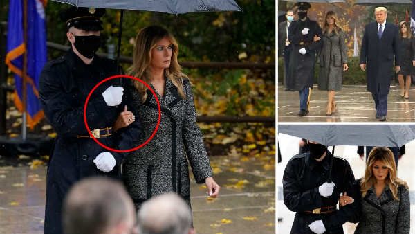 મિલિટ્રી જવાનનો હાથ પકડી જોવા મળ્યા મેલાનિયા, સાઇડમાં ઉભા હતા ડોનાલ્ડ ટ્રંપ