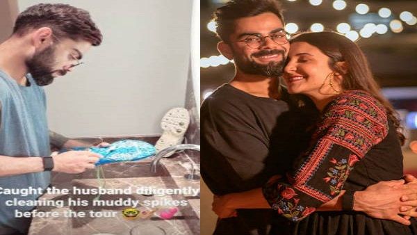 બાથરૂમમાં વિરાટ કોહલી સાફ કરી રહ્યાં હતા શુઝ, અનુષ્કા શર્માએ શેર કરી તસવીર
