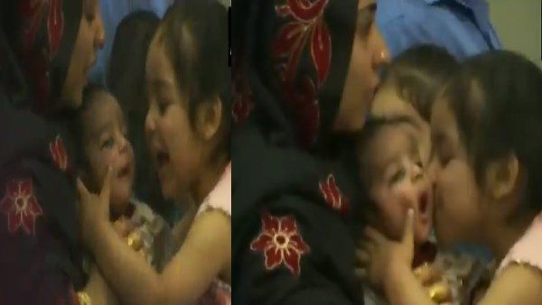 ભાઈને પ્રેમ કરતી જોવા મળી નાની બહેન ભાઈને પ્રેમ કરતી જોવા મળી નાની બહેન