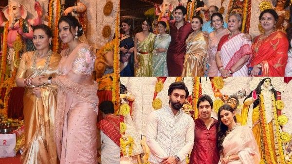 દુર્ગા પૂજા પંડાલમાં લાગ્યો બૉલિવુડ સ્ટાર્સનો જમાવડો, જુઓ મજાક-મસ્તીથી ભરપૂર Photos