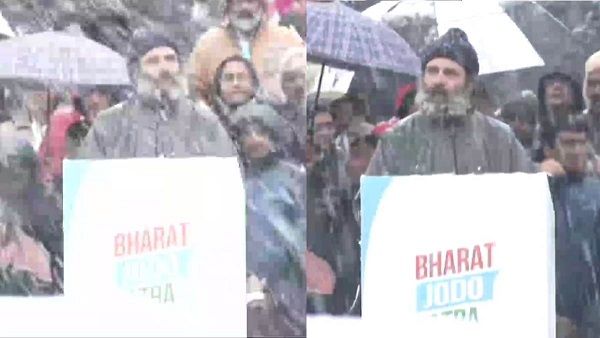 કાશ્મીરમાં બર્ફમારી વચ્ચે રાહુલનુ ભાષણ, ગરીબ બાળકોને જોઇને ના પહેર્યુ સ્વેટર-જેકેટ