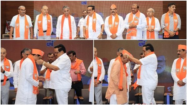 જે. પી. પટેલ અને ઉદયસિંહ ચૌહાણ ભાજપમાં જોડાયા, પાટીલે પહેરાવ્યો ખેસ