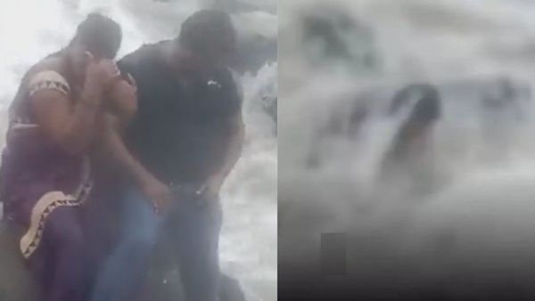 VIDEO : કપલને દરિયા કિનારે મસ્તી ભારે પડી, મોજા સાથે મહિલા દરિયામાં ગરકાવ