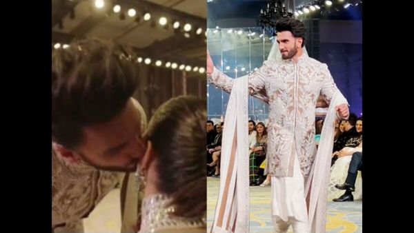 રણવીરે મનીષ મલ્હોત્રાના બ્રાઈડલ કોચર શોમાં રેમ્પ વૉક પર દીપિકાને કરી Kiss, વાયરલ થયો Video