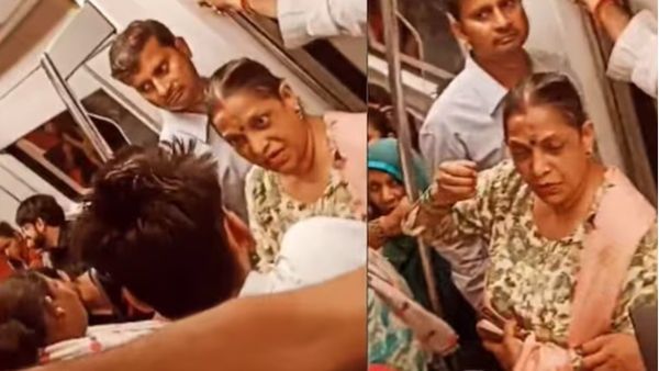 Video : દિલ્હી મેટ્રોમાં કપલનો રોમાન્સ જોઈને આંટી ભડક્યા, વીડિયો વાયરલ