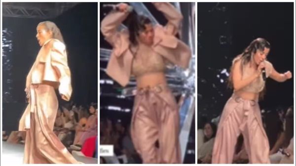 સબા આઝાદ રેમ્પ વૉક વખતે ઝૂમવા લાગી, Video જોઈ યુઝર્સ બોલ્યા - બીજી રાનૂ મંડલ, પાક્કુ ડ્રગ્સ લઈને આવી છે