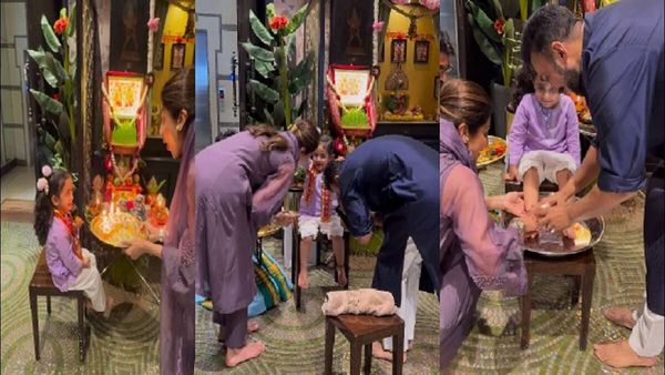 શિલ્પા શેટ્ટીએ દીકરી સમિશાને દેવીની જેમ સજાવી, રાજ કુંદ્રાએ એના પગ ધોઈ કરી પૂજા, જુઓ Video