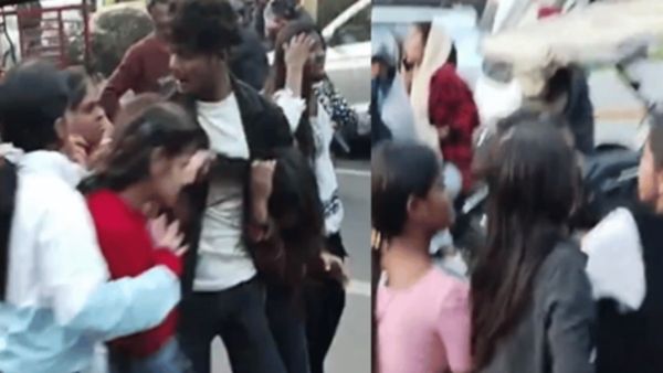 Video : છોકરા માટે છોકરીઓની રસ્તા વચ્ચે ધમાકેદાર ફાઈટ, વીડિયો વાયરલ