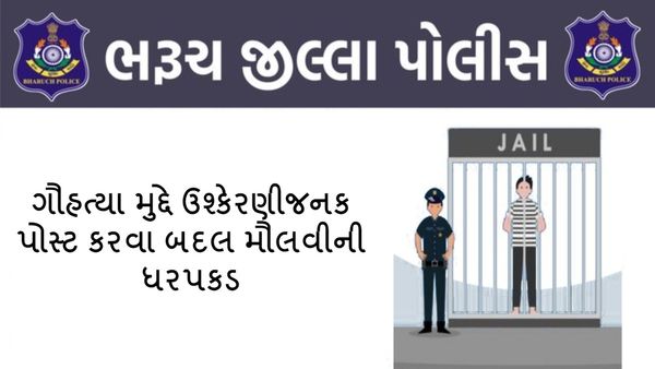 Bharuch Crime News: ગૌહત્યા મુદ્દે ઉશ્કેરણીજનક પોસ્ટ કરવા બદલ ભરૂચના મૌલવીની ધરપકડ