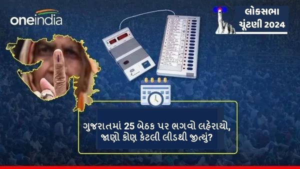 ગુજરાતમાં 25 બેઠક પર ભગવો લહેરાયો, જાણો કોણ કેટલી લીડથી જીત્યું?