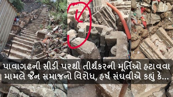 પાવાગઢની સીડી પરથી તીર્થંકરની મૂર્તિઓ હટાવવા મામલે જૈન સમાજનો વિરોધ, હર્ષ સંઘવીએ કહ્યું કે...