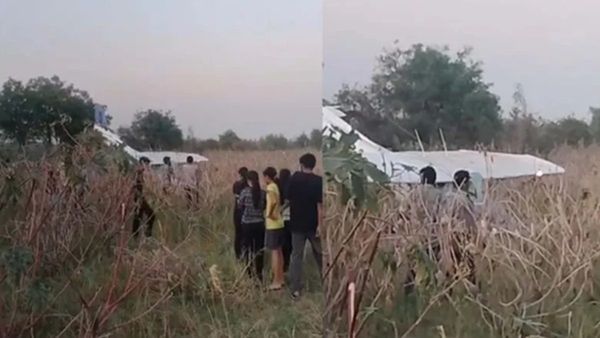 મહેસાણામાં ખેતરમાં તૂટી પડ્યું તાલીમી વિમાન, મહિલા પાઇલટ ઘાયલ, વીડિયો વાયરલ