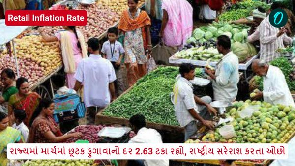 રાજ્યમાં માર્ચમાં છૂટક ફુગાવાનો દર 2.63 ટકા રહ્યો, રાષ્ટ્રીય સરેરાશ કરતા ઓછો