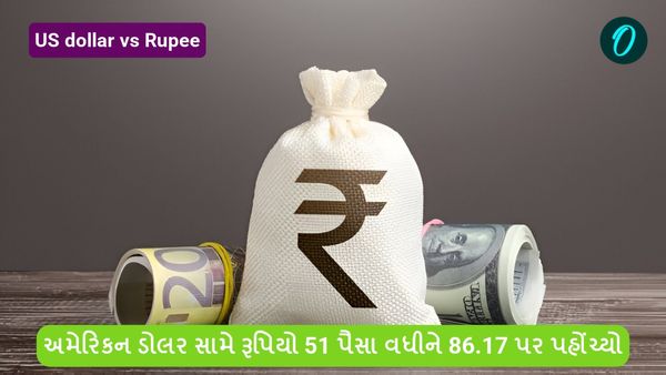 અમેરિકન ડોલર સામે રૂપિયો 51 પૈસા વધીને 86.17 પર પહોંચ્યો