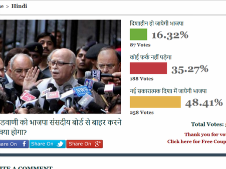Oneindia: 'आडवाणी के 'मूकदर्शक' बनने से नई दि‍शा में जाएगी भाजपा'