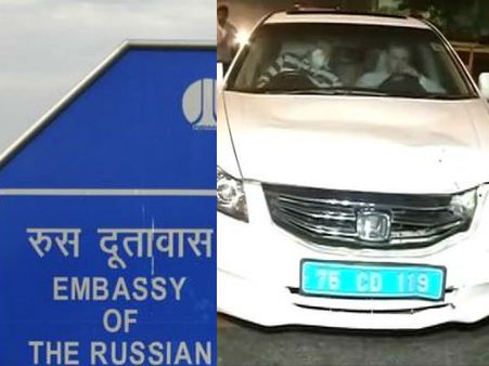 दिल्‍ली की सड़क पर रूसी रायनायिक की गुंडागर्दी, कार से मारी बाइक को टक्‍कर